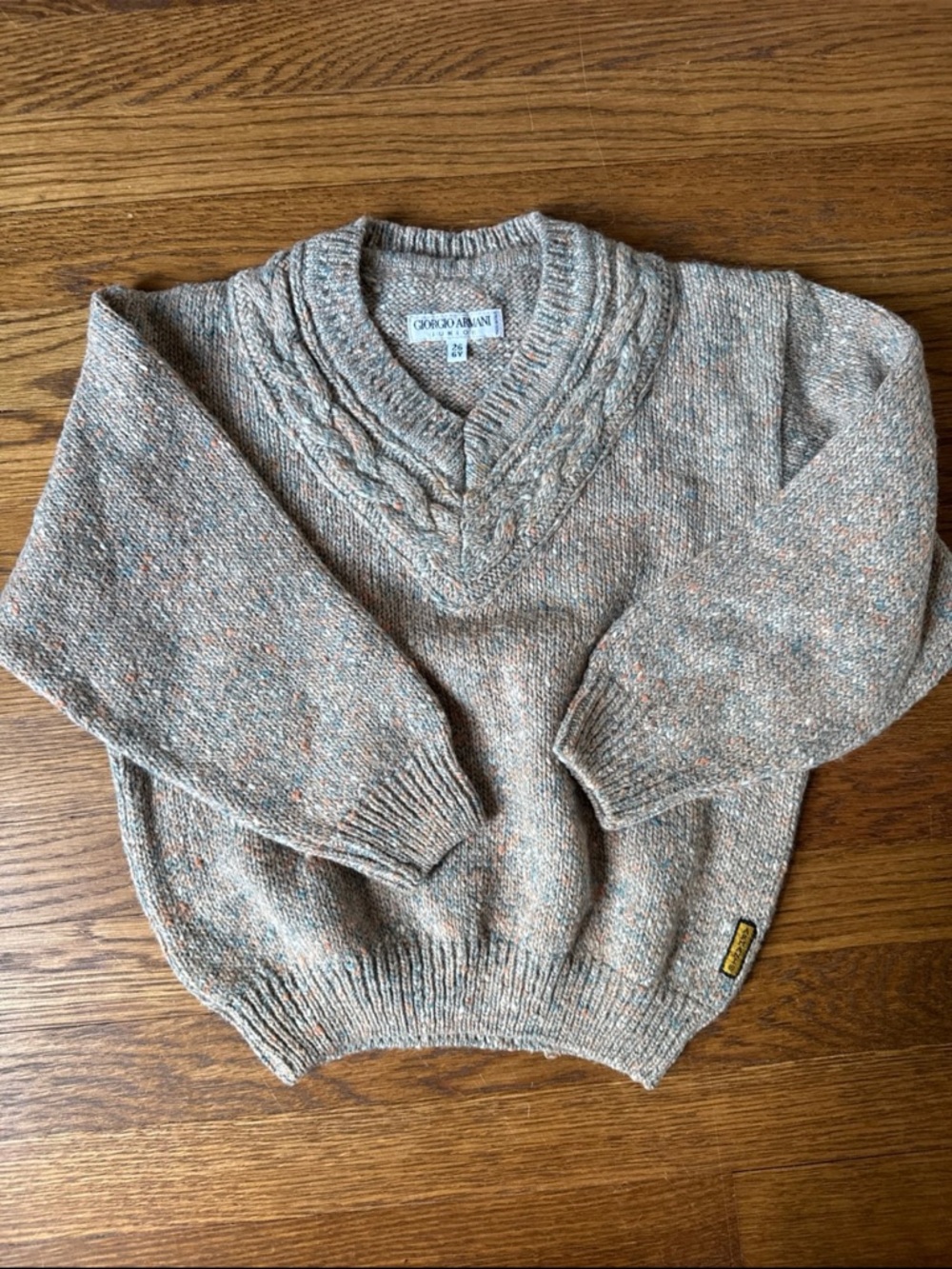 Giorgio Armani Kids Heathered Tan Sweater with Orange Flecks
